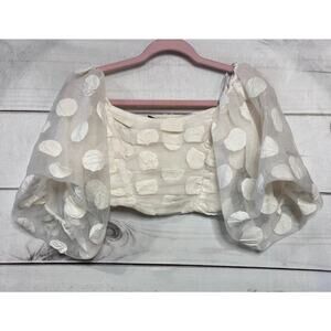 ZARA Ivory Crop Top Size MED Polka Dots Fun Flirty!